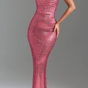 knee length dresses for ladies Embellished Strapless Bandeau Maxi Dress in Watermelon main image 0